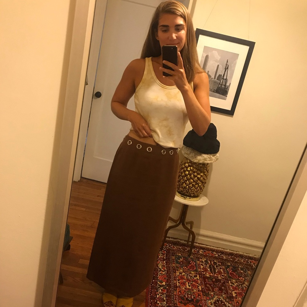 Mercer & Madison Brown Linen Maxi Skirt Rings